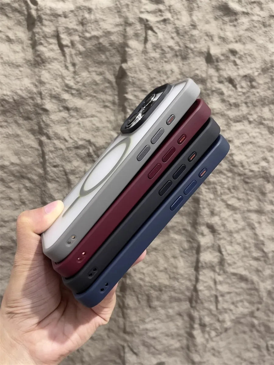Matte Magnetic Original Phone Case For iPhone 18 Air 17 16 15 14 12 11 13 Pro Max 16e Plus For Magsafe Wireless Charging Cover
