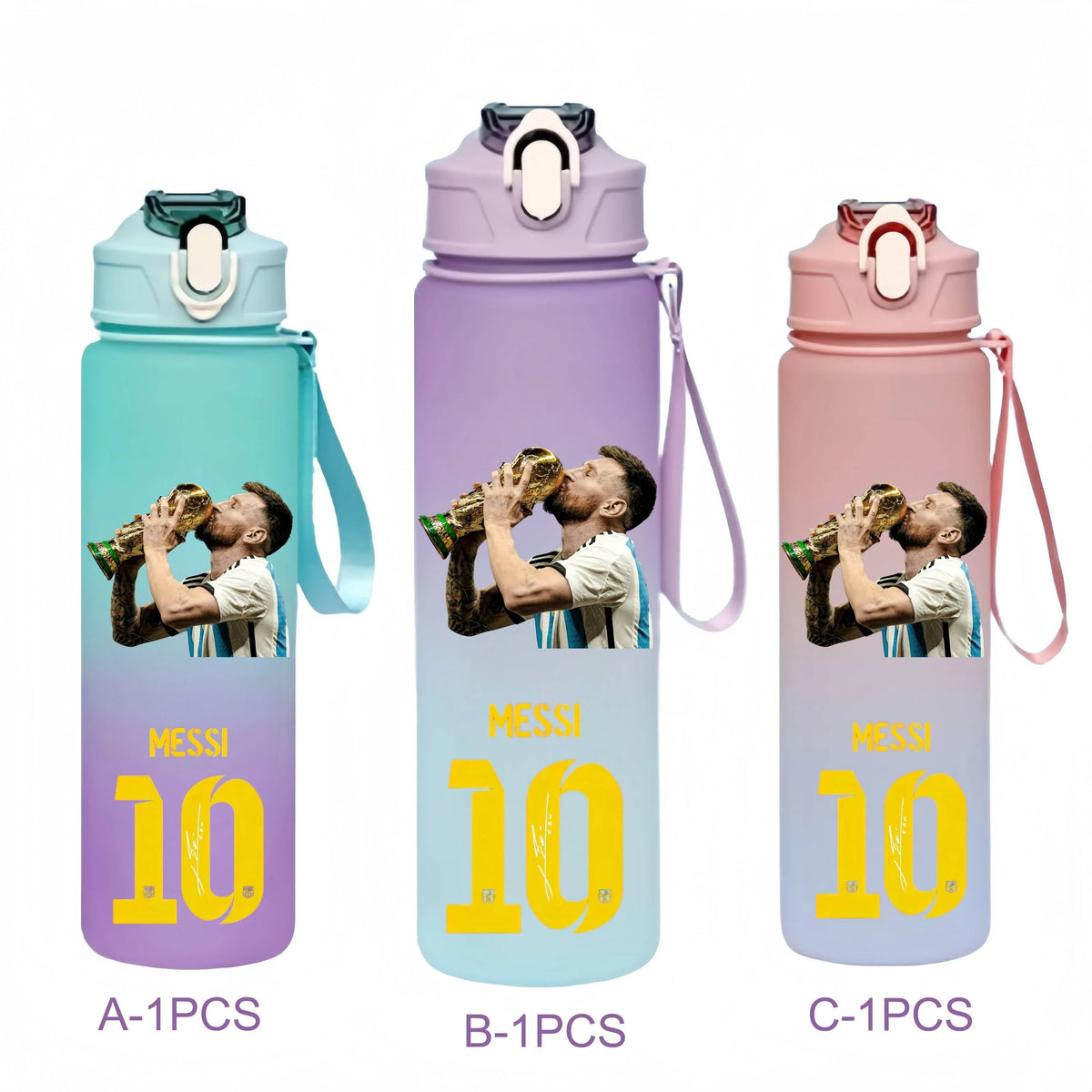 750ML Messi Modrić Neymar Football Star Straw Water Cup Portable Fitness Drink Bottle Kettle Leakproof Drinkware Fans Gifts