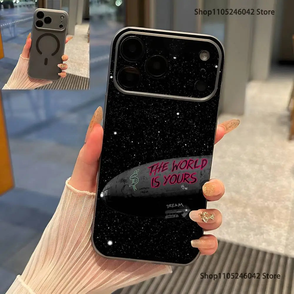 Scarfaces The World Is Yours Magnetic Wireless Charging Transparent gray Phone Case For iPhone 17,16,15,14,13,12,11,Pro,Max,Plus