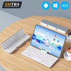 Neue Mini faltbare Bluetooth-Tastatur, kabellose Tastatur, unterstützt 3 Geräte mit Ständer, wiederaufladbar für Telefon, Tablet, portugiesische Tastatur