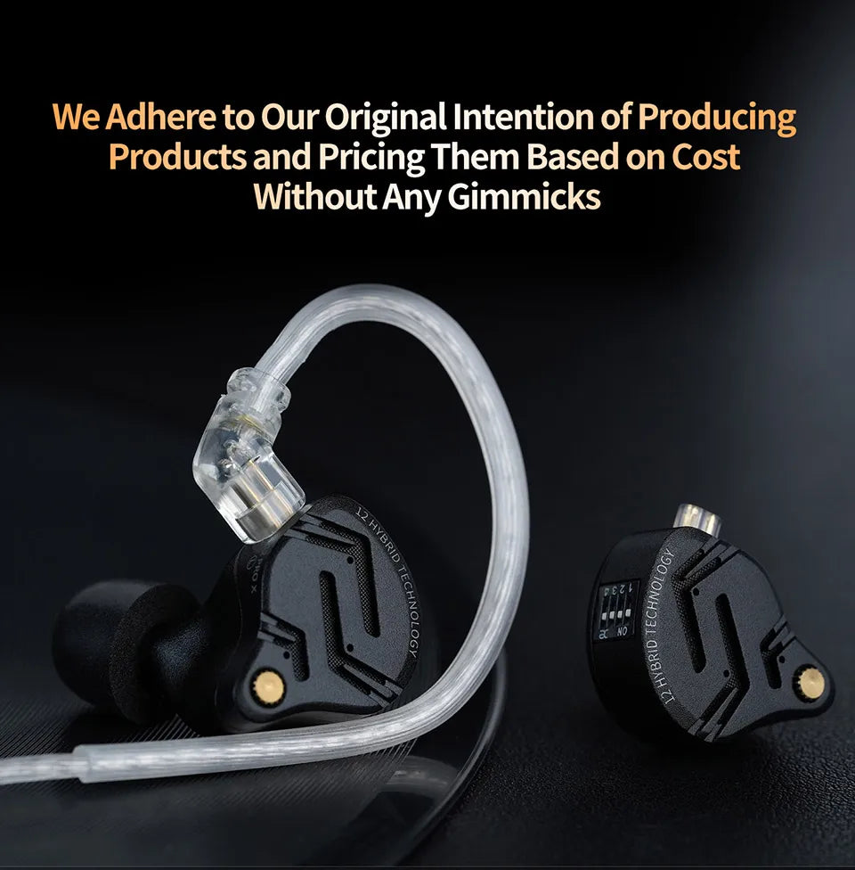 KZ ZS12 Pro X Metal Hybrid Earphones with Adjustable Bass Tuning
