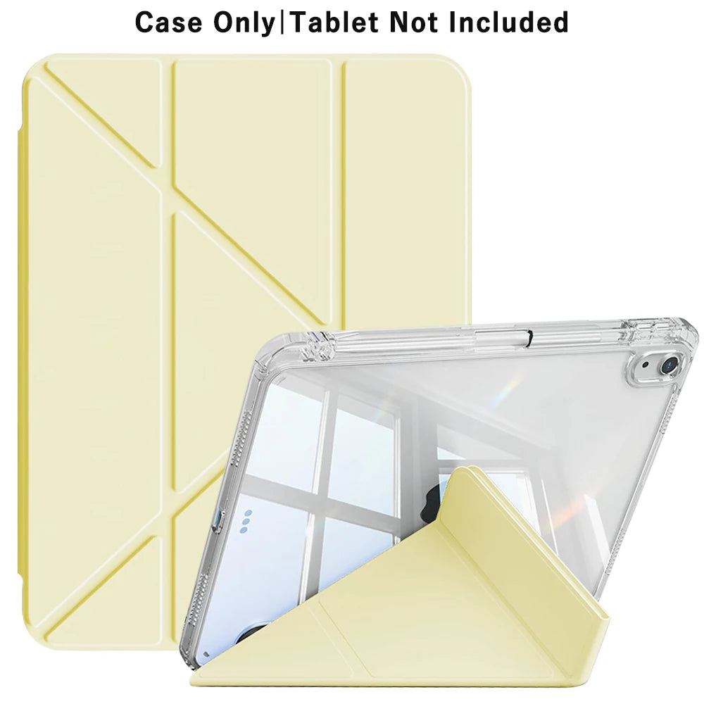 3+Y-fold Flip Clear Cover For iPad 10th 11th Gen 2025 7/8/9 10.2'' Start Case For Air 4 5 6 7 11 For Air 2 9.7 Pro 11 Mini 6 7