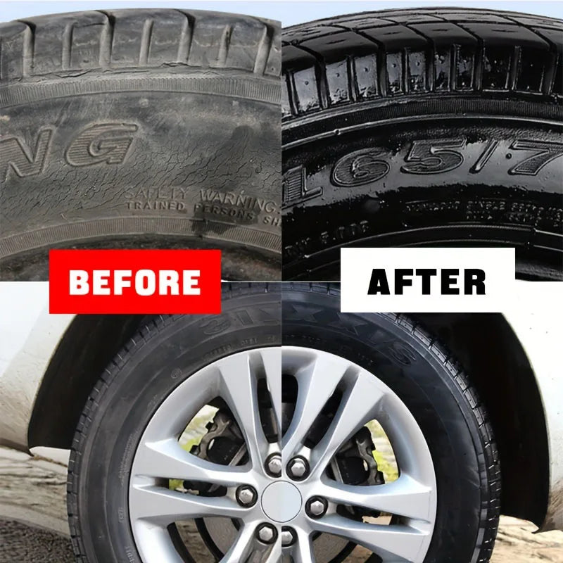 Car Tire Restorer Wax Back to Black Gloss Long-Lasting Coating Plastic Renovator Polish Cleaning Tire Gloss Enhancer Kit