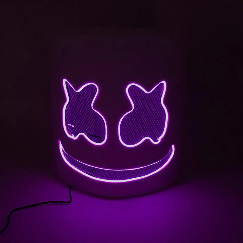 Fashion Luminous LED Mask DJ Costumes Accessories Glow Supplies Neon Light Marshmallow  Mask For Music Festival Nightclub Dance