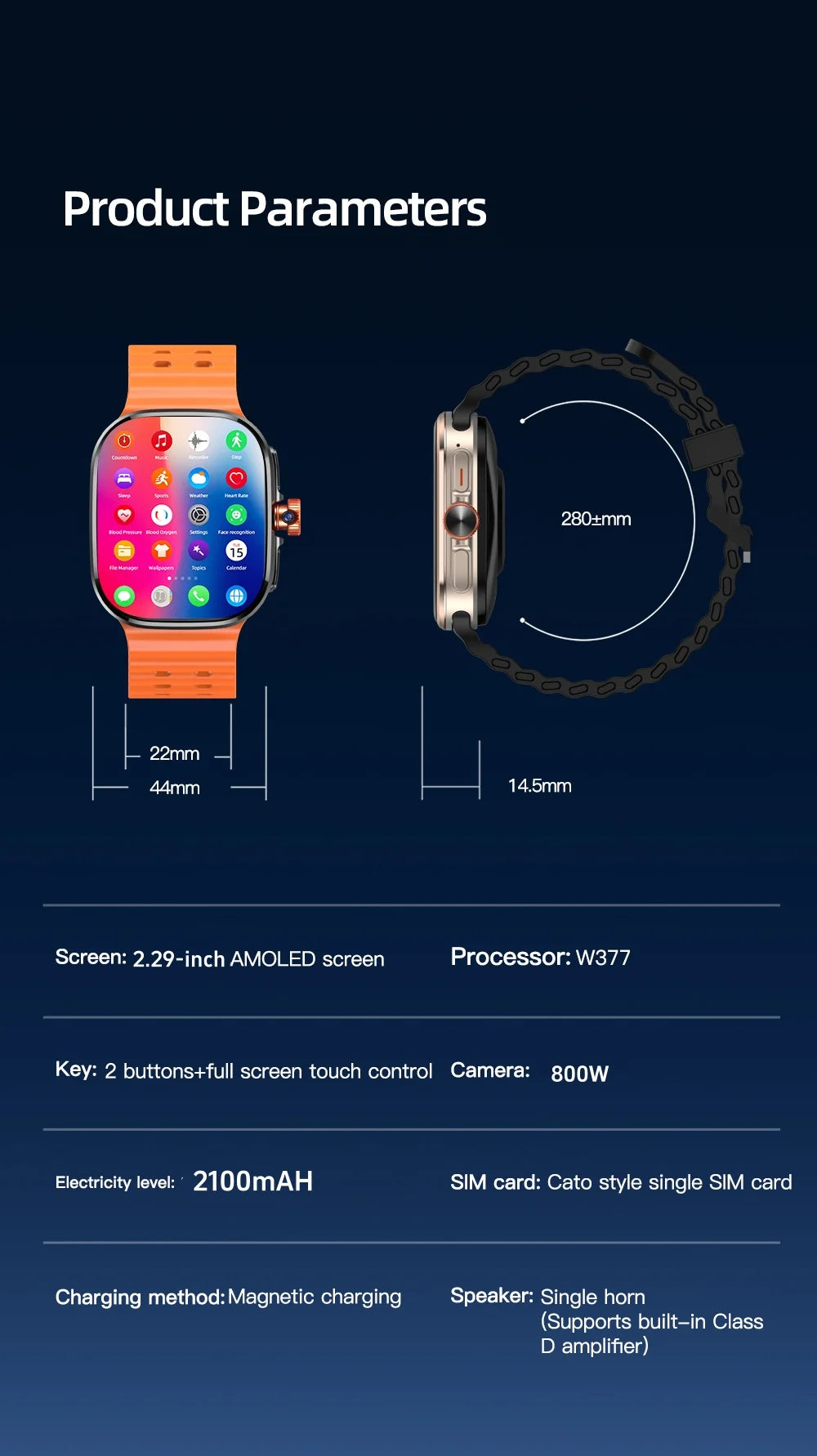 M99 Mini New Package 2.29inch Amoled Smartwatch 5G LTE Android Smart Watch With Rotary Camera GPS WIFI Sim Card Slot 2100Mah