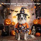 Halloween Pet Costume Cat Pumpkin Cloak Wizard Hat Set Fun Wizard Printing Craft Festive Atmosphere Party Dressing Photography