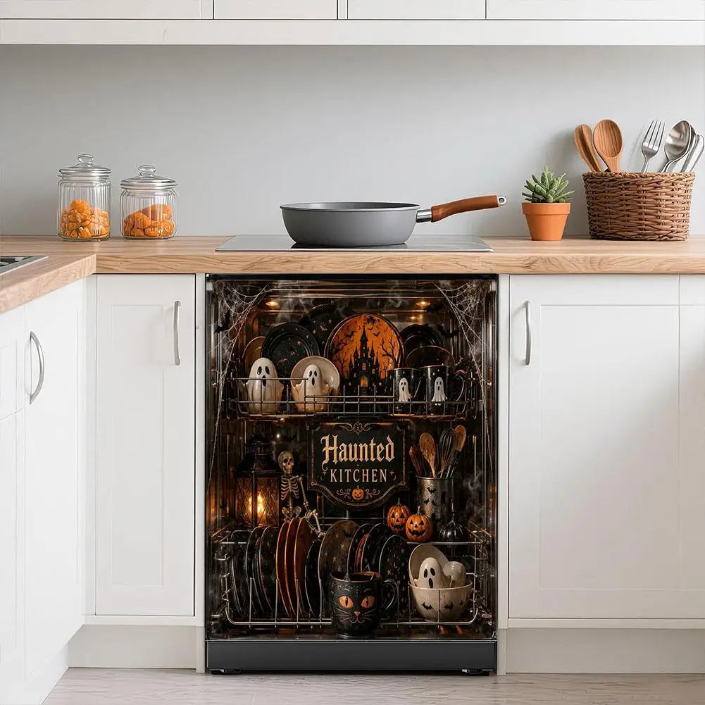Halloween Dishwasher Magnet Cover Waterproof Appliance Magnetic Panel Reusable Kitchen Decor for Fridge Washer Door