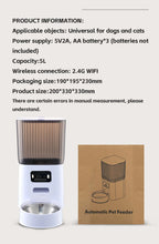 5L Pet Feeder with Camera Automatic Cat Feeder Smart Dog Food Dispenser WiFi Timing Stainless Steel Feeding Bowl（No 5V 2A Plug）