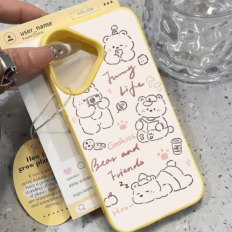 Cute Cartoon Phone Case for iPhone 12/13/14/15/16/17 Pro Max Plus Air - Durable Protective Case