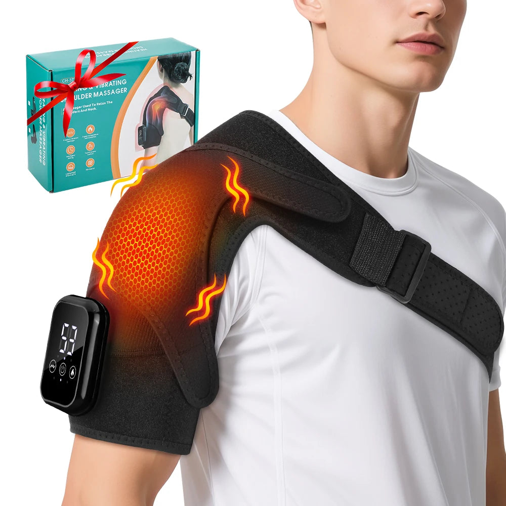 Enlarge Electric Heating Shoulder and Knee Massager 3 Levels Electric Vibration Muscle Relax Belt For Arm Muscle