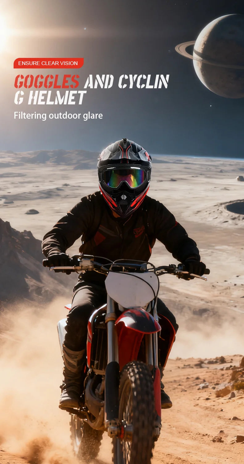 Off Road Motorcycle Helmet Rally Downhill Full Helmet Riding with Goggles Suitable for All Seasons for Men Women and Children