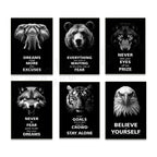 Motivational print, believe in yourself, never be afraid, awaken the beast within, animal motivational poster office decoration