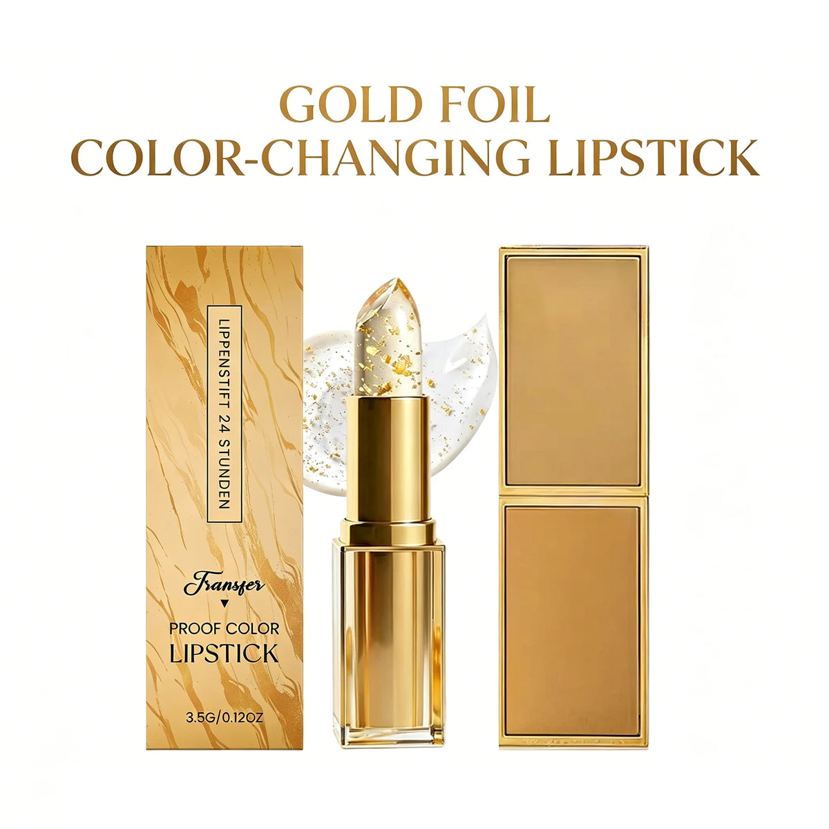 Color Changing PH Reactive Lip Balm With Gold Flecks And Non Sticky Shine