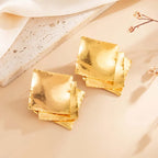 Creative Gold Color Square Glitter Stud Earrings For Women Classic Geometric Exquisite Earrings Temperament Banquet Jewelry