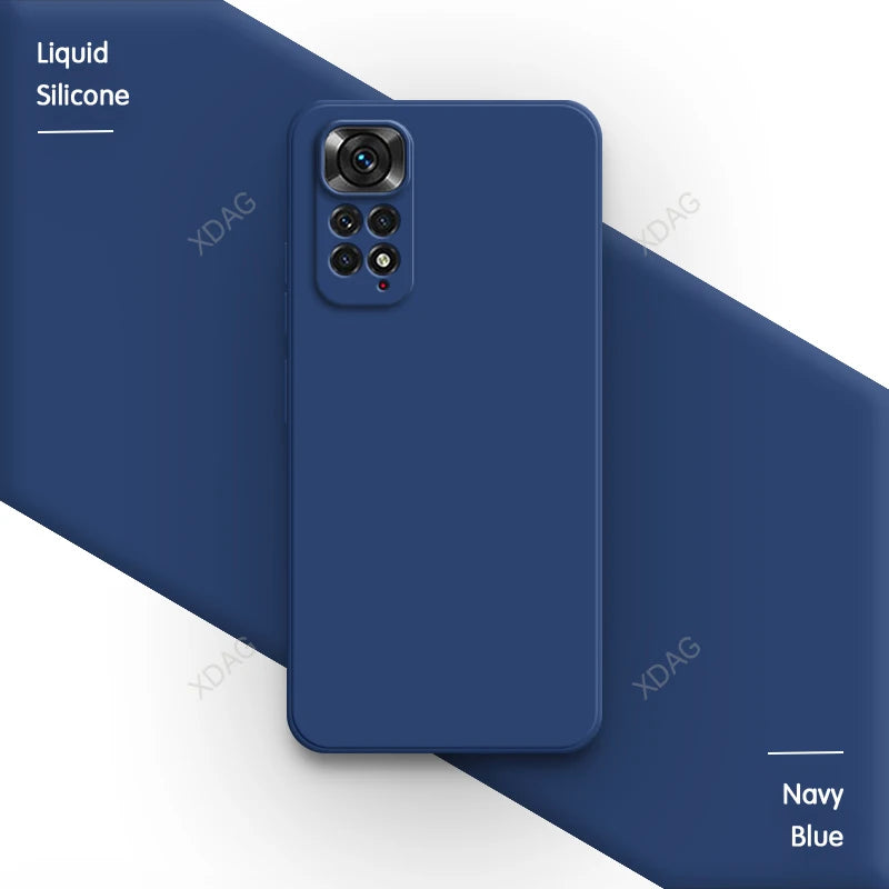 Basic Phone Case for Xiaomi Redmi Note 11 Global Market 4G 6.43" Soft Liquid Silicone Square Classic Lens Protection Back Covers