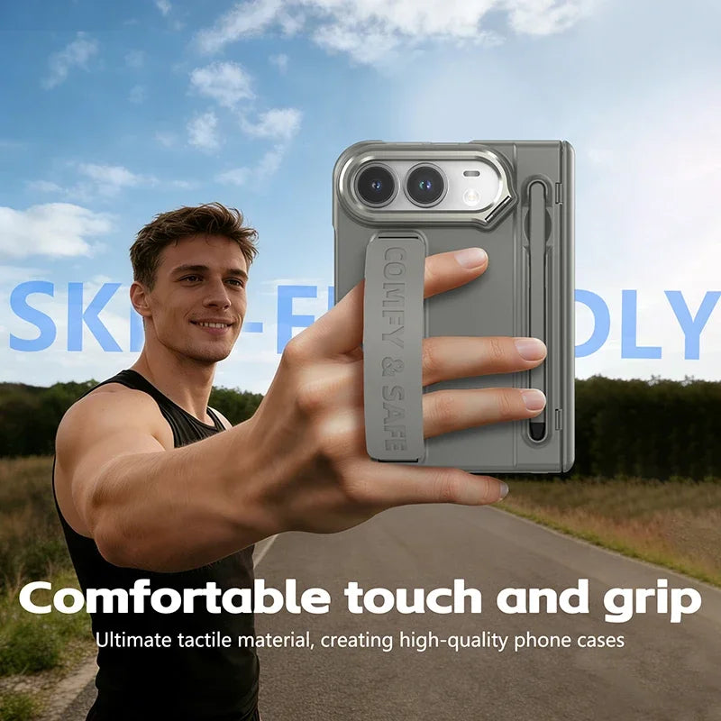 Matte PC Case for iPhone Duo with Wrist Strap Stylus and Kickstand