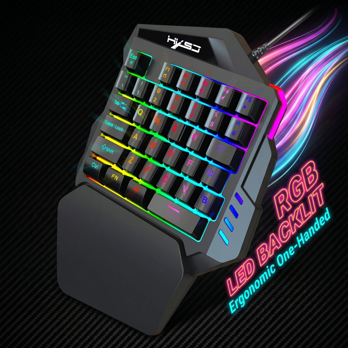 Ergonomic 35-Key Gaming Keyboard with RGB Lighting USB Powered One-Handed Design Thin Film Keys for Enhanced Gaming Experience