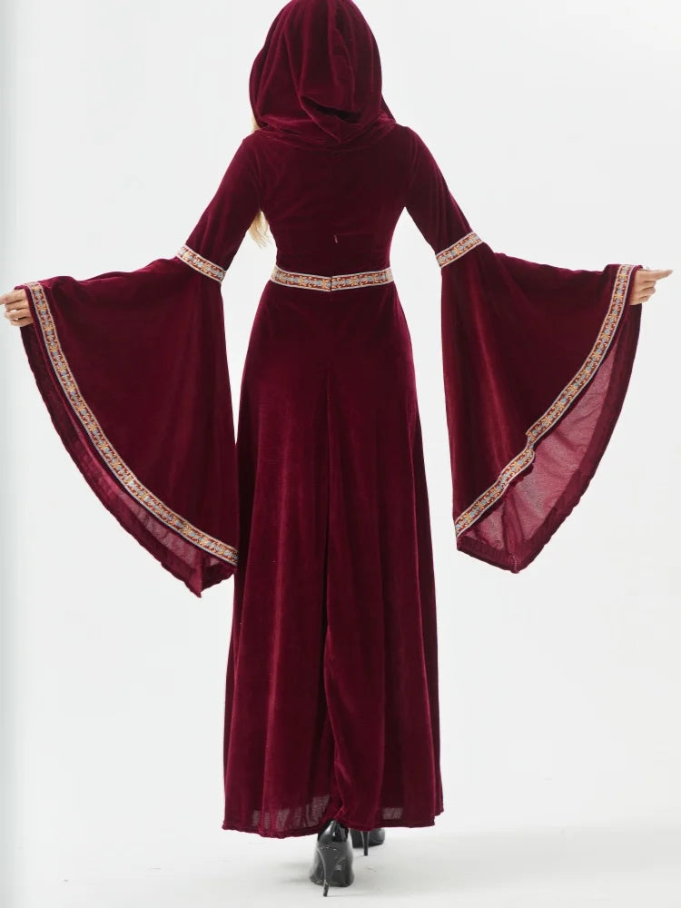 Medieval Retro Gothic Hoodie Witch Long Skirt Luxury Women's Party Dress Cosplay Vampire Halloween Adult Costume