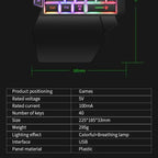 Teclado para juegos de una sola mano de 35 teclas, mini teclado USB ultradelgado con retroiluminación con cable para laptop, PC de escritorio, smartphone