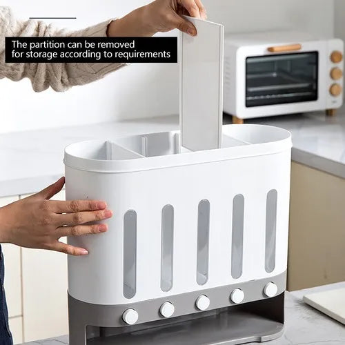Wall-Mounted Dry Food Storage Dispenser 9Kg Capacity Airtight Cereal & Grain Organizer with Removable Compartments