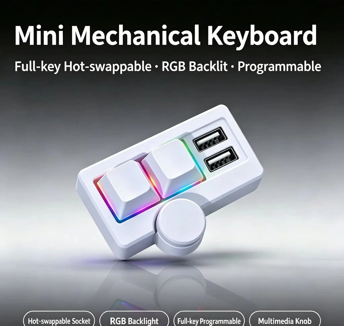 RGB Backlit Wired Mini Gaming Keyboard Hot-Swappable Portable Multi-Combination/Multimedia Game Office Custom Shortcut Keyboard