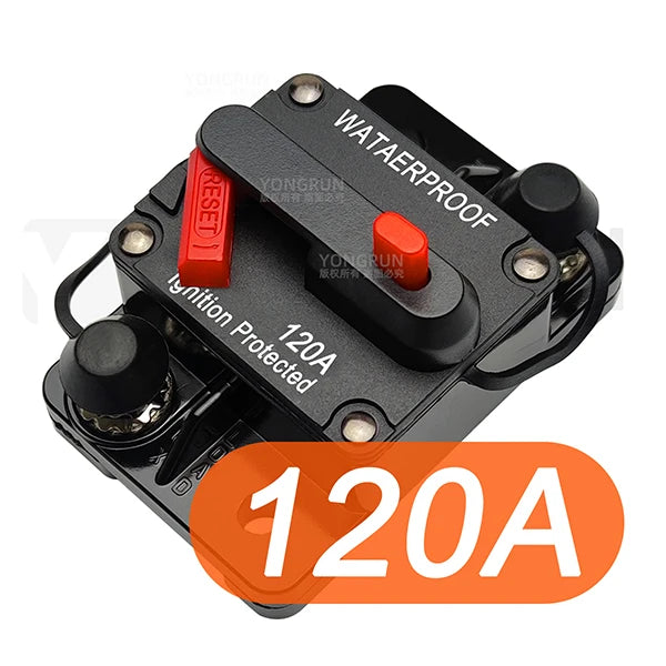 Circuit Breaker 20A to 300A Manual Reset for Car Audio System Waterproof Marine Circuit Breaker Reset Fuse 12V- 48V DC 40A 60A