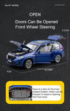 Scale 1:32 M4 X3M Toy Car Model Pull Back Music Light Doors Opened Miniature Vehicle Metal Diecast Models Kids Educational Gifts