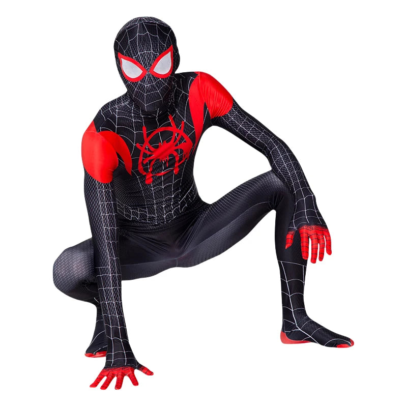 BEAST KINGDOM Spider Miles Morales Cosplay Halloween Jacket Bodysuit Mask Party Costume Suits Spider Miles Fantasy for Unisex