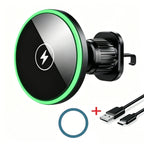 30W Fast Charging Magnetic Car Wireless Charger, LED Light Phone Mount Holder for iPhone 12, 13, 14, 15，16，17， Pro Max