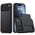 Case For iPhone 18 Pro Max 18 Pro 17 Pro Max 17 17e 16e Wallet Card Holder Slide Slot Slim Hard PC Heavy Duty Protective Cover
