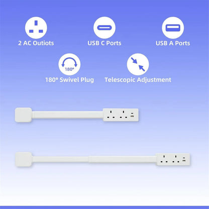 New Electrical Wall Plug Rotates Electrical Outlet Extender Adjustable Length Power Outlets Extender Power Socket for NightStand