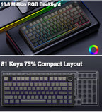 AULA F75 Gaming Mechanical Keyboard RGB Customized 75% Layout Side-engraving Gasket Mounted 80keys PBT Gradient Keycaps Keyboard