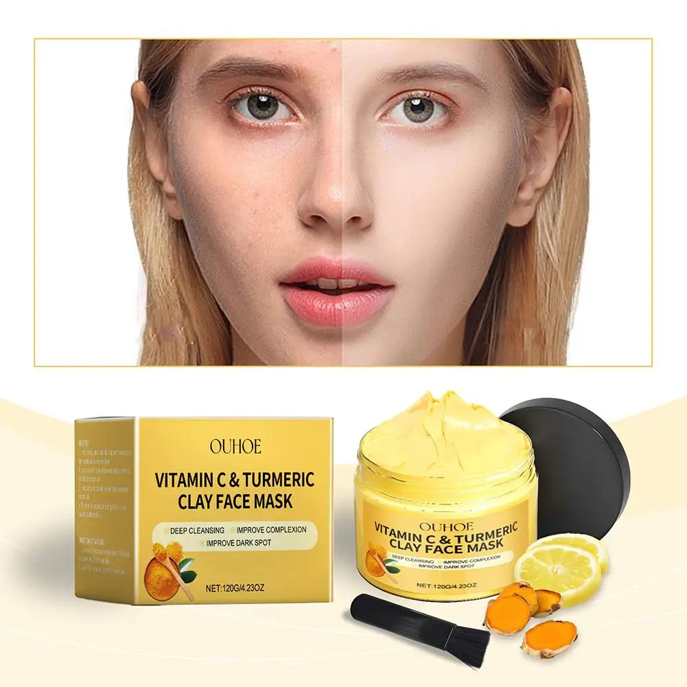 Turmeric Vitamin C Clay Mask Clay for Dull & Blemish-Prone Skin, Deep Cleansing Facial Mask, Face Masks Skincare Oil Control