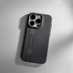 Relief Carbon Fiber Magnetic Case for iPhone 15 Pro Max 16 17 Pro Phone Cover Camera Metal Lens Protective Shell Hard PC Fundas