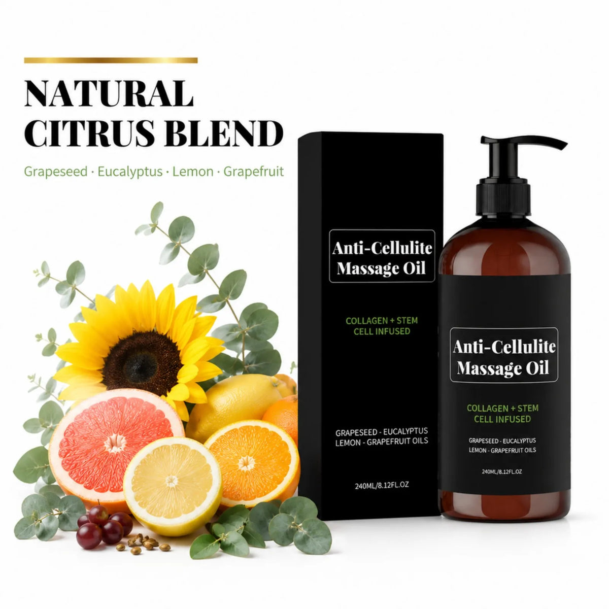 Anti-cellulite Body Massage Oil Natural Plant Essential OilRelaxing Soothing Moisturizing Skin Care Lightweight Non Greasy 240ml