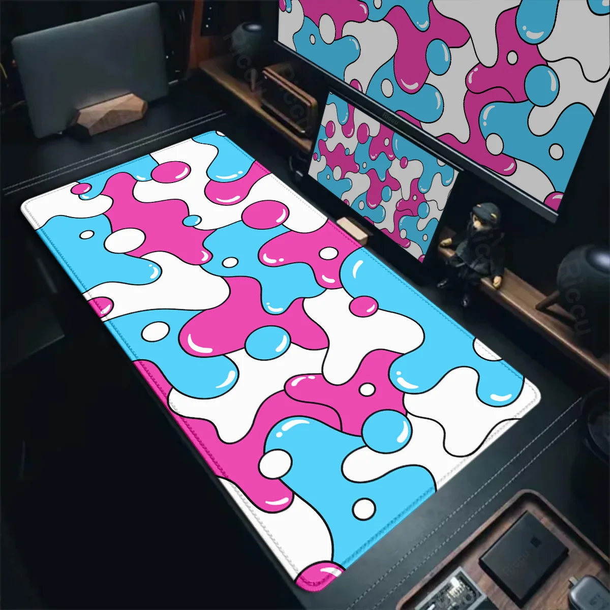 Gaming Mouse Pads Large Size Table Pad Blue White Strata Liquid Mouse Pad Computer Play Mat Leather Mouse Pad Keyboard Desk Mat
