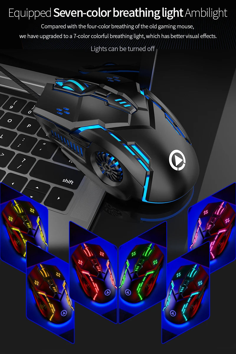 Wired Mouse Six Keys Luminous Game E-Sports Machinery Computer Accessories