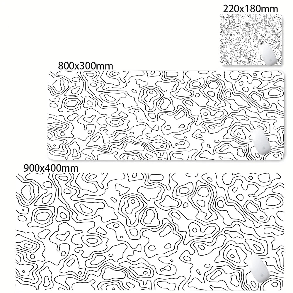 CIFBUY Large Gaming Mouse Pad Black White Strata Abstract Design Non-Slip Office Desk Mat Lock Stitched Edge for Computer Keyboa