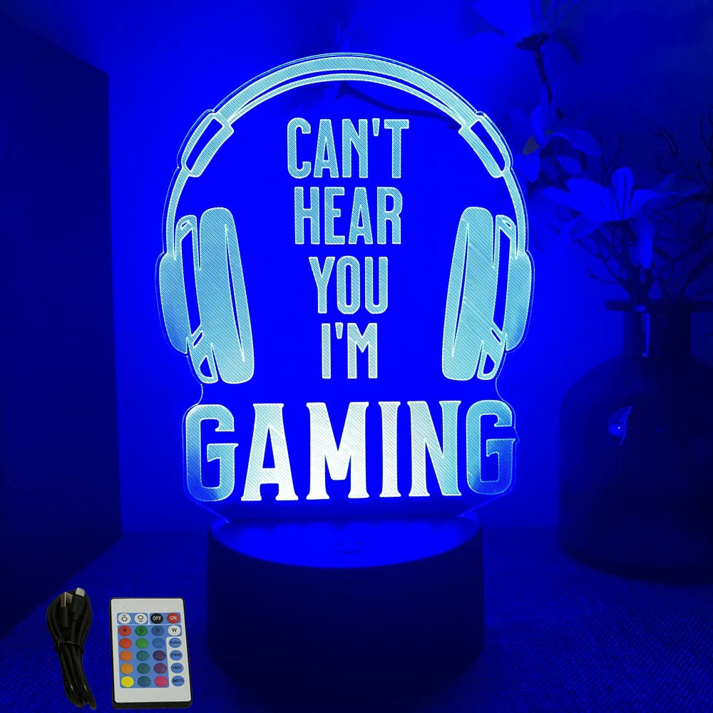 NEON GAMER 3D Lamp LED Night Light Gaming Setup RGB Children's Lamps Gamer Room Decoration Bedroom Table Lamp Personalized Gifts