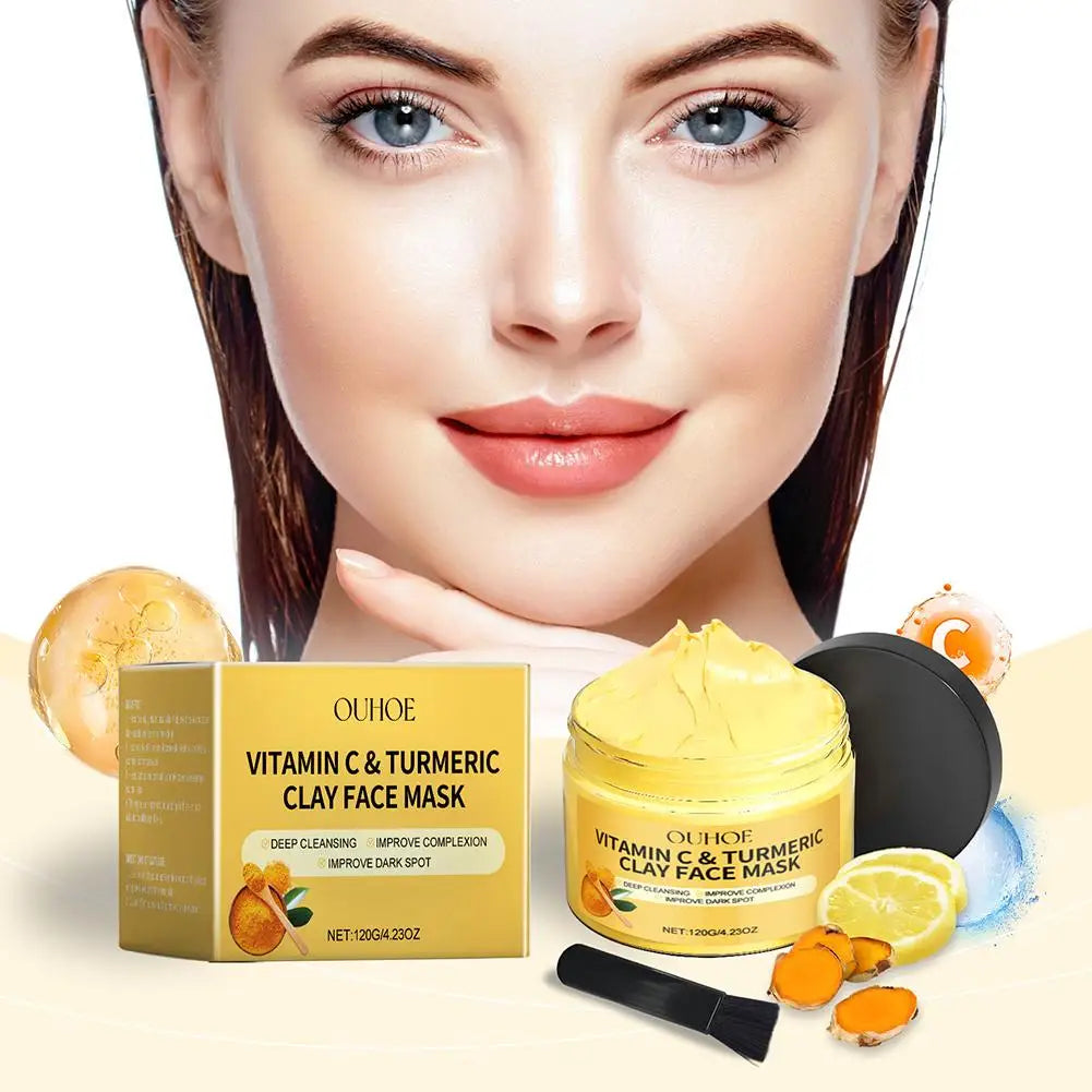 Turmeric Vitamin C Clay Mask Clay for Dull & Blemish-Prone Skin, Deep Cleansing Facial Mask, Face Masks Skincare Oil Control