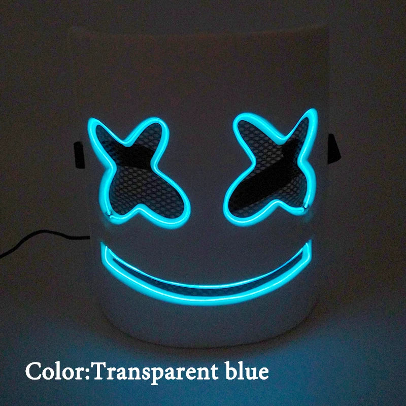 Fashion Luminous LED Mask DJ Costumes Accessories Glow Supplies Neon Light Marshmallow  Mask For Music Festival Nightclub Dance