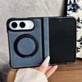 For iPhone Duo Fold Case Luxury PU leather Magnetic rotate stand Protective Back Cover For iPhone 18 Fold Phone Shell Funda