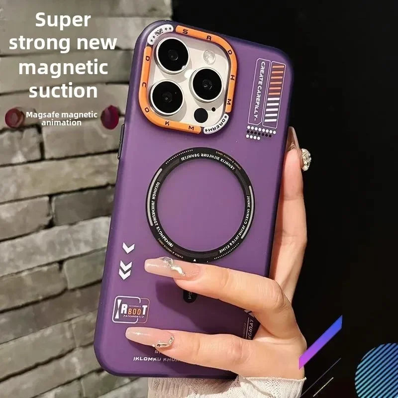 Matte Magnetic Phone Case For iPhone 17 16 15 14 13 Pro Max Air Magsafe Wireless Charge Frosted Metal Lens Frame Buttons Cover
