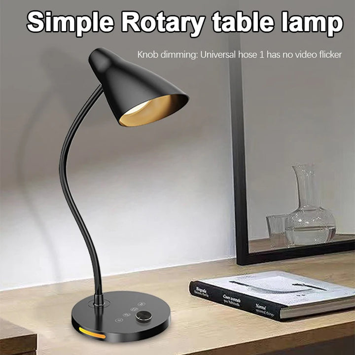LED Desk Lamp Plug-In Knob Switch Five Level Dimming Desktop Reading Lamps Bedroom Dormitory  Clip Type Iron Bedside Desk Light
