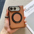 360° Rotating Bracket Magnetic Case For iPhone Duo For Magsafe PU Leather Shockproof Cover Funda