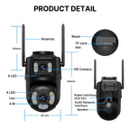 4K 8MP HD Wifi PTZ Camera Outdoor 4MP Dual Lens Dual Screen AI Auto Tracking IP Camera CCTV Audio Video Surveillance P2P iCSee
