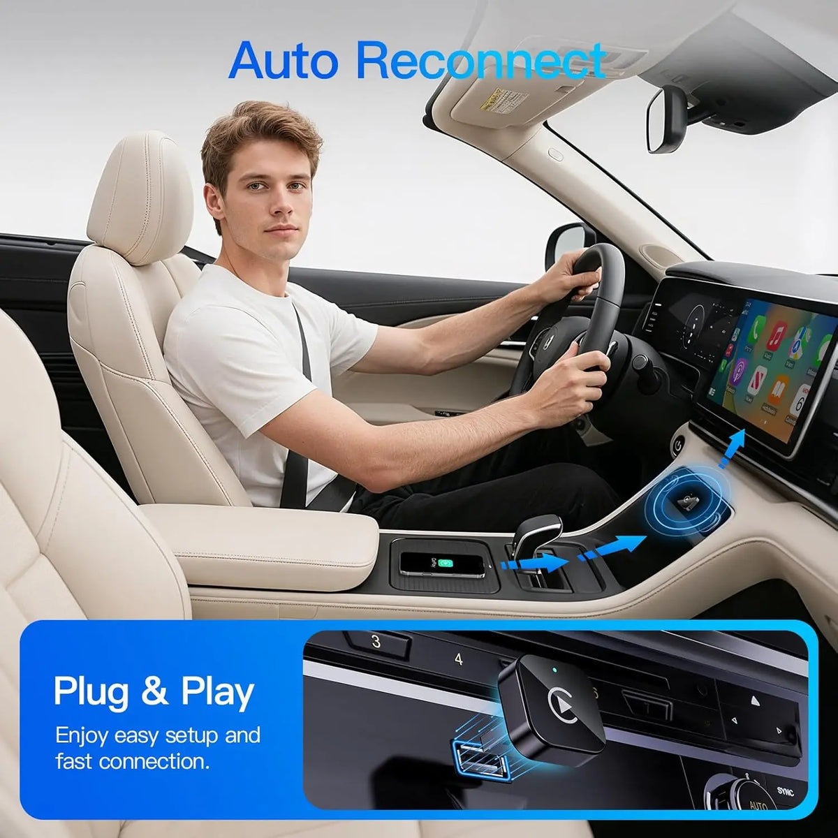 (2026 Upgraded) Wireless CarPlay Adapter for Apple iPhone＆Android, Small Size,Plug and Play,Fast and Stable Connection Wireless
