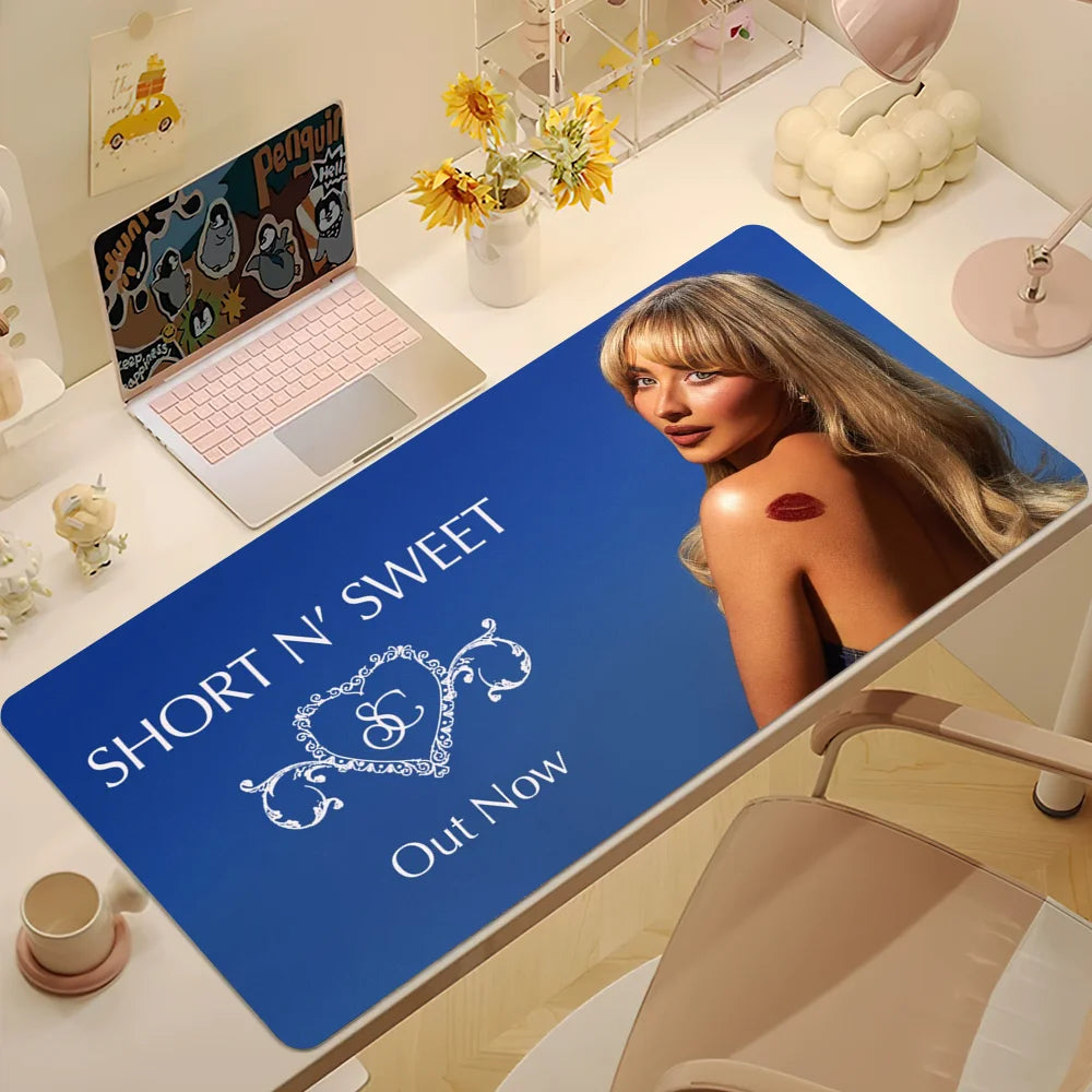 Singer S-Sabrina C-Carpenter Short n Sweet S Mouse Pad Large Desk Mat Keyboard Ergonomic Office Rubber Game PC Non-slip Anti-fra