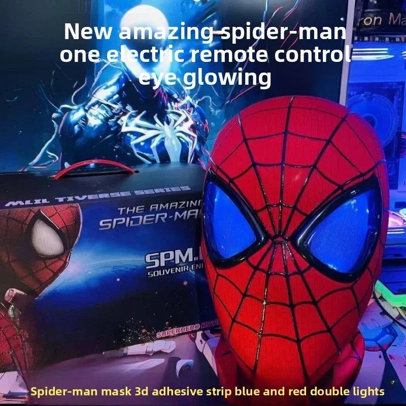 In Stock Miles Spider-Man 1:1 Scale Electronic Mask With Moving Glowing Eyes Ring Control Cosplay Toy Gift For Boys Gift