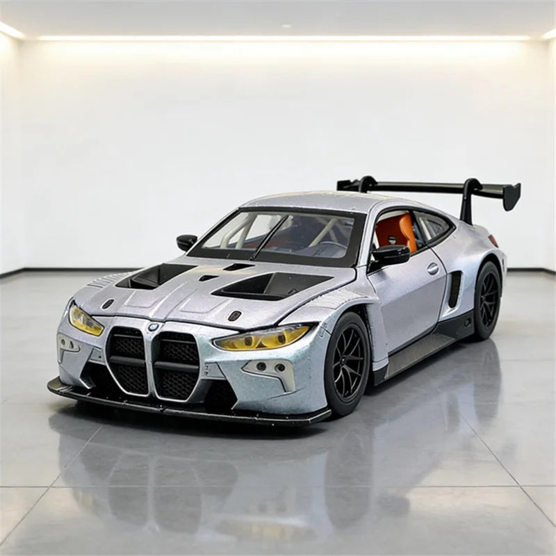 1:24 BMW M4 GT3 Alloy Sports Car Model Diecast Metal Toy Car Vehicles Model Simulation Sound and Light Collection Childrens Gift